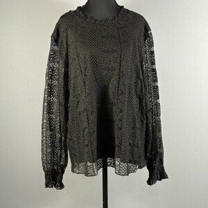 Corporate Goth Black Lace Top